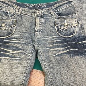 Apollo Jeans Women's Textured Blue Straight Leg Jeans